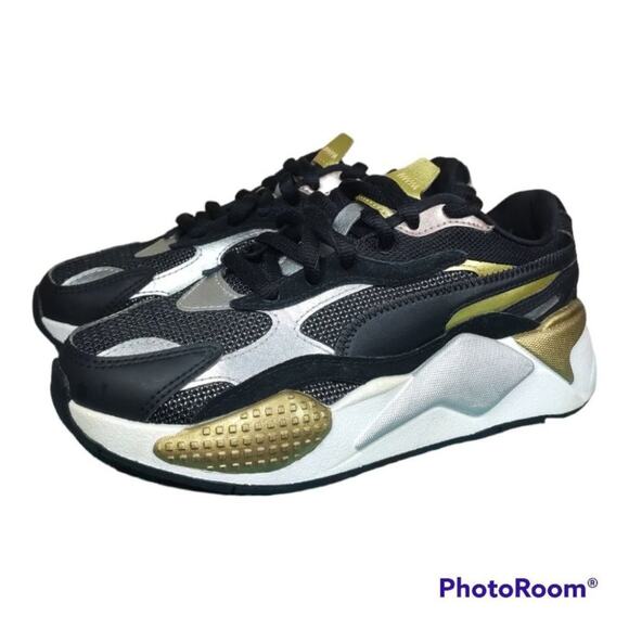 Puma RS-X3 Athletic Sneakers Metallic Trainer Shoes Black Size 5.5 - Picture 1 of 8